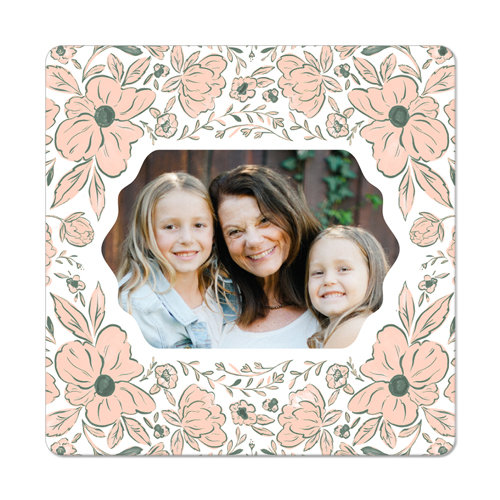 Classic Floral Border Magnet, 3x3, White