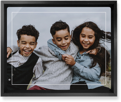 Floating Frame Wall Art, Black, Single piece, Metal, 8x10, Glossy, White, white