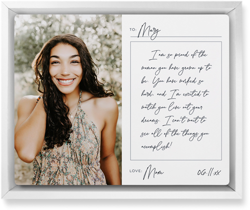 Handwritten Letter Wall Art, White, Single piece, Metal, 8x10, Glossy, White, white