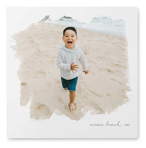 Brushstrokes Portrait Wall Art, No Frame, Single piece, Metal, 12x12, Matte, White