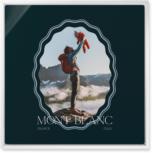 Rippled Border Wall Art, White, Single piece, Metal, 16x16, Glossy, White, white