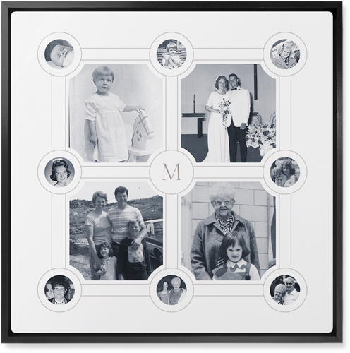 Vintage Family Tree Wall Art, Black, Single piece, Metal, 16x16, Matte, White, white