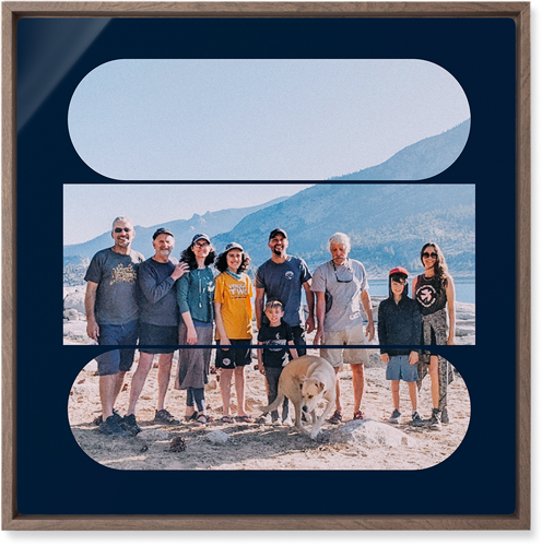 Connected Frames Wall Art, Walnut, Single piece, Metal, 16x16, Glossy, Blue, midnight