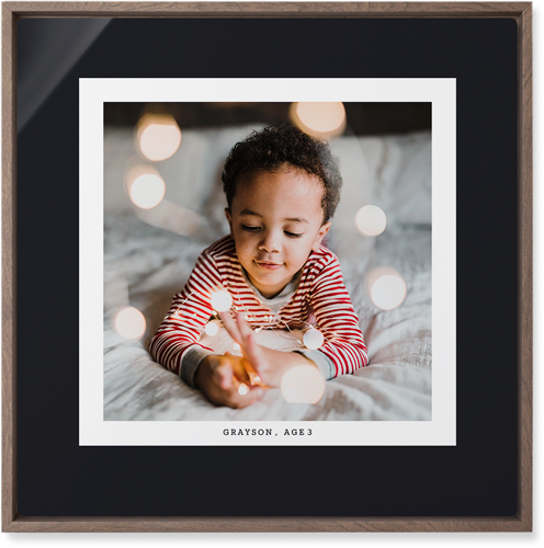 Frame Up Wall Art, Walnut, Single piece, Metal, 16x16, Matte, Gray, charcoal