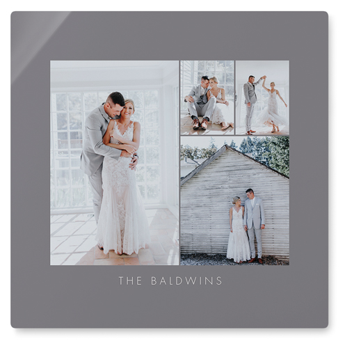 Four Corners Wall Art, No Frame, Single piece, Metal, 16x16, Glossy, Gray, ash