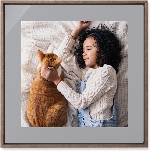 Full Frame One Wall Art, Walnut, Single piece, Metal, 16x16, Glossy, Gray, stone