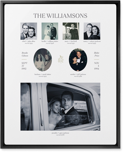 Marriage Family Tree Wall Art, Black, Single piece, Metal, 16x20, Matte, White, white