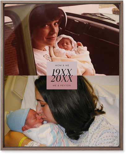 Then and Now Wall Art, Walnut, Single piece, Metal, 16x20, Glossy, Pink, desert rose