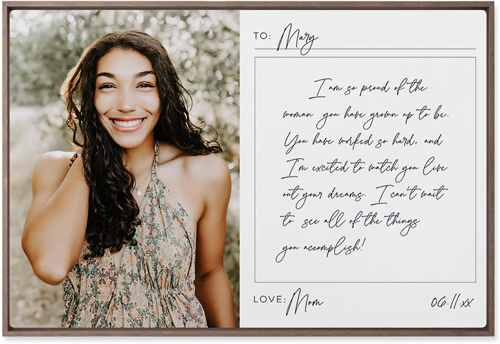 Handwritten Letter Wall Art, Walnut, Single piece, Metal, 20x30, Matte, White