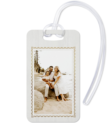 Boho Border Luggage Tag, Large, White