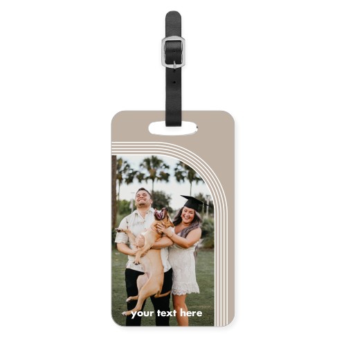 Arched Border Luggage Tag, Large, Beige