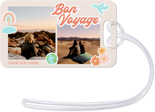 Bon Voyage Luggage Tag, Large, Beige