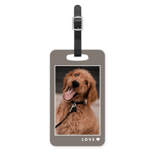 Modern Heart Name Luggage Tag, Large, Gray