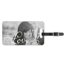 hand lettered love luggage tag