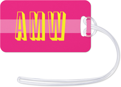 Retro Travel Initials Luggage Tag, Large, Pink