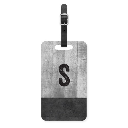Rustic Cool Initials Luggage Tag, Large, Gray