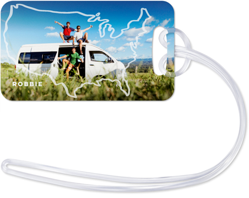 USA Outline Luggage Tag, Small, White