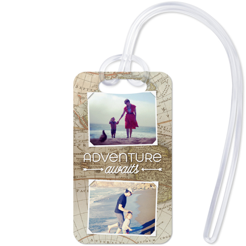 Map of Adventure Luggage Tag, Small, Beige