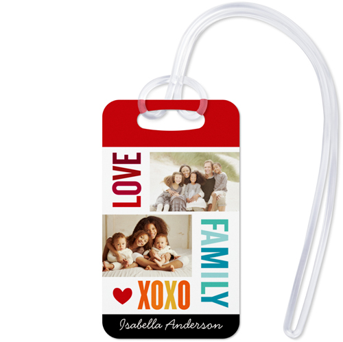 Family Love Xoxo Luggage Tag, Small, White