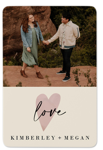 Heart In Love Portrait Metal Magnet, 2x3, Beige, antique white