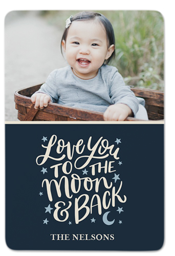 Love You to the Moon Stars Portrait Metal Magnet, 2x3, Black, silhouette