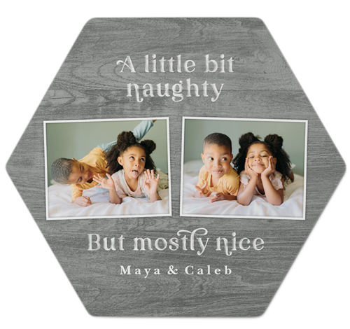 Naughty or Nice Metal Magnet, 4, Gray