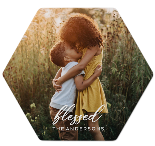 Blessed Script Metal Magnet, 4, White, white