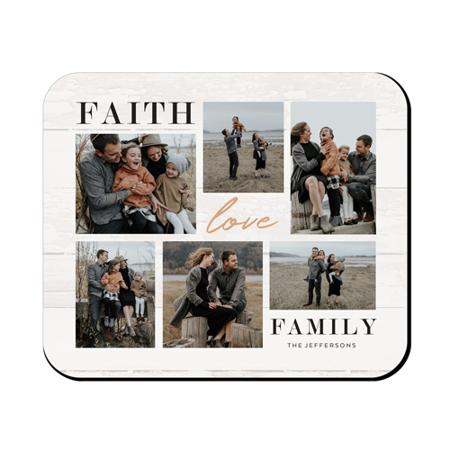 Faith Family Collage Mouse Pad, Rectangle, Beige