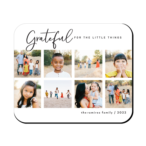 Scripted Grateful Grid Mouse Pad, Rectangle, White