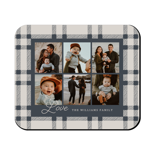 Soft Plaid Love Grid Mouse Pad, Rectangle, Beige