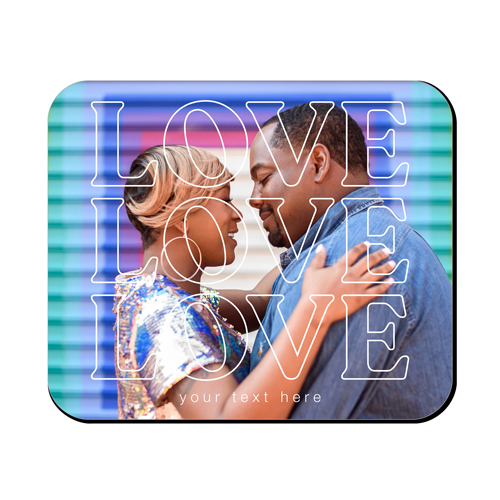 Love Overlay Mouse Pad, Rectangle, White