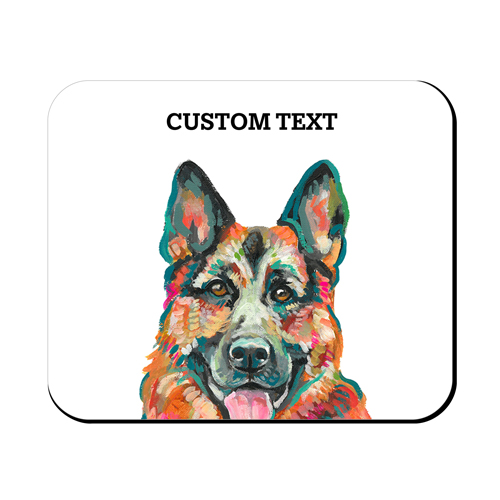 German Shepherd Custom Text Mouse Pad, Rectangle, Multicolor