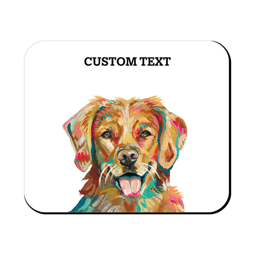 Golden Retriever Custom Text Mouse Pad, Rectangle Ornament, Multicolor