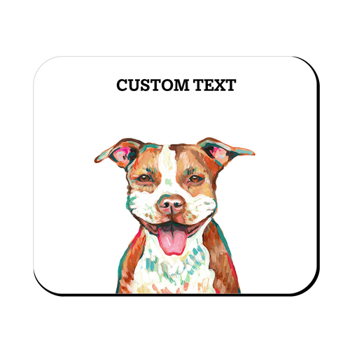 Pit Bull Terrier Mix Custom Text Mouse Pad, Rectangle Ornament, Multicolor