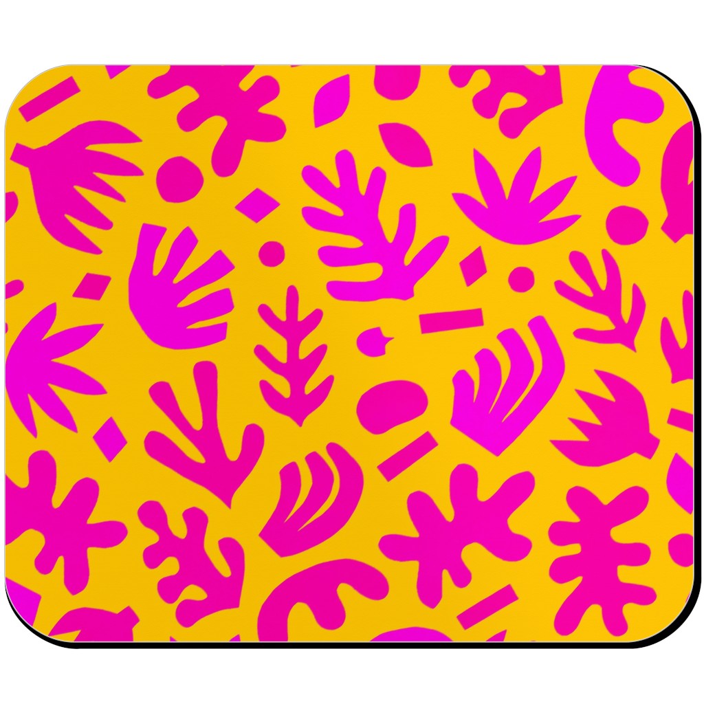Matisse Paper Cuts - Neon Mouse Pad, Rectangle, Pink, Bright Pink