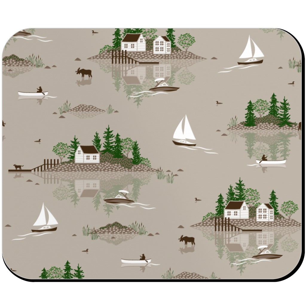 Boating on the Lake - Beige Mouse Pad, Rectangle Ornament, Beige