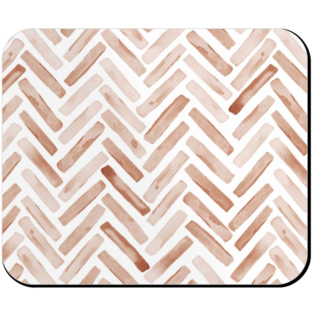 Painted Chevron Herringbone Mouse Pad, Rectangle, Brown, Desert Rose