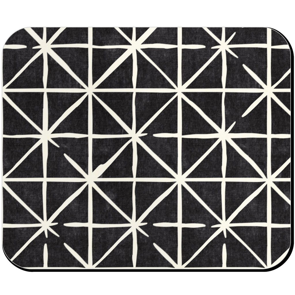 Geometric Triangles - Distressed Geometric Mouse Pad, Rectangle Ornament, Black