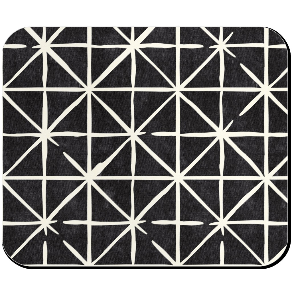 Geometric Triangles - Distressed Geometric Mouse Pad, Rectangle, Black, Black