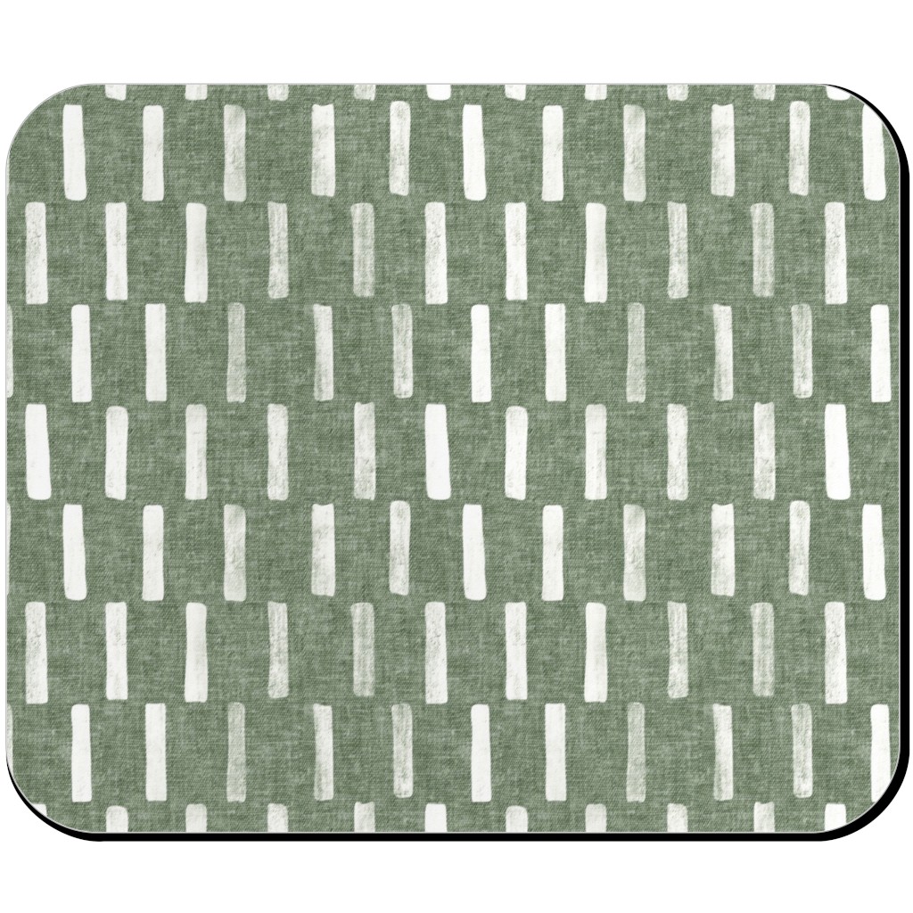 Block Print Dash - Sage Mouse Pad, Rectangle Ornament, Green