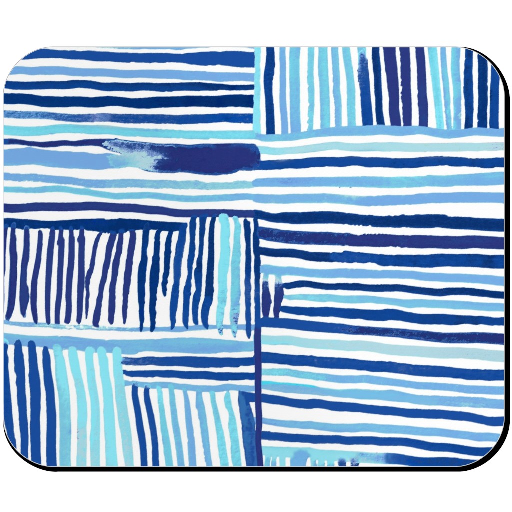 Linear Meditation Mouse Pad, Rectangle, Blue