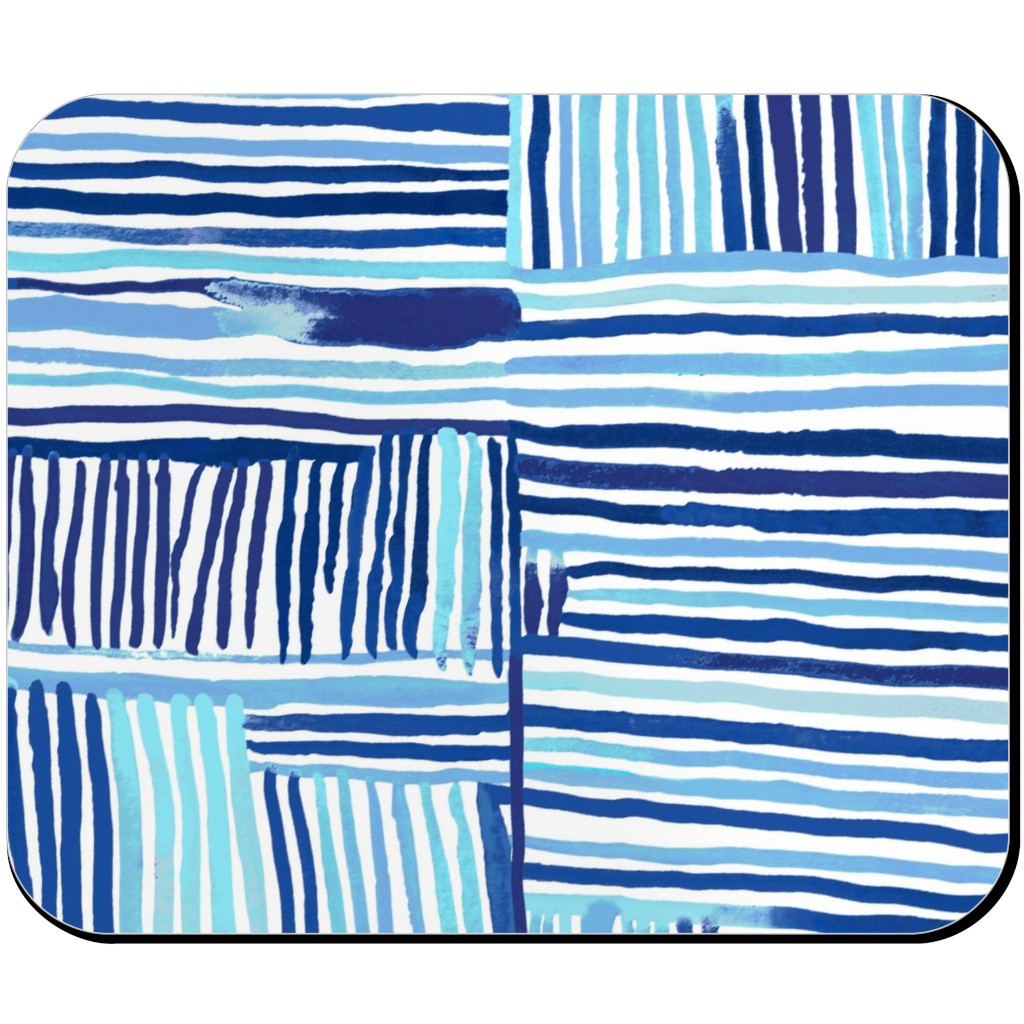 Linear Meditation Mouse Pad, Rectangle Ornament, Blue