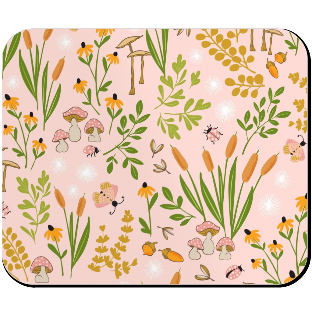 Autumn Meadow Mouse Pad, Rectangle Ornament, Pink