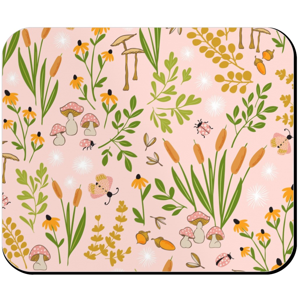 Autumn Meadow Mouse Pad, Rectangle, Pink
