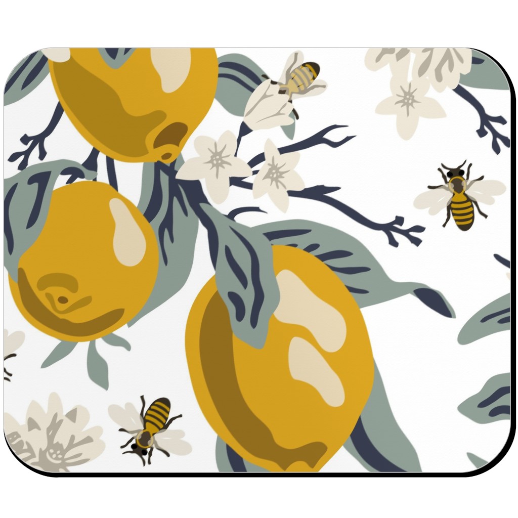 Bees & Lemons Mouse Pad, Rectangle, Yellow