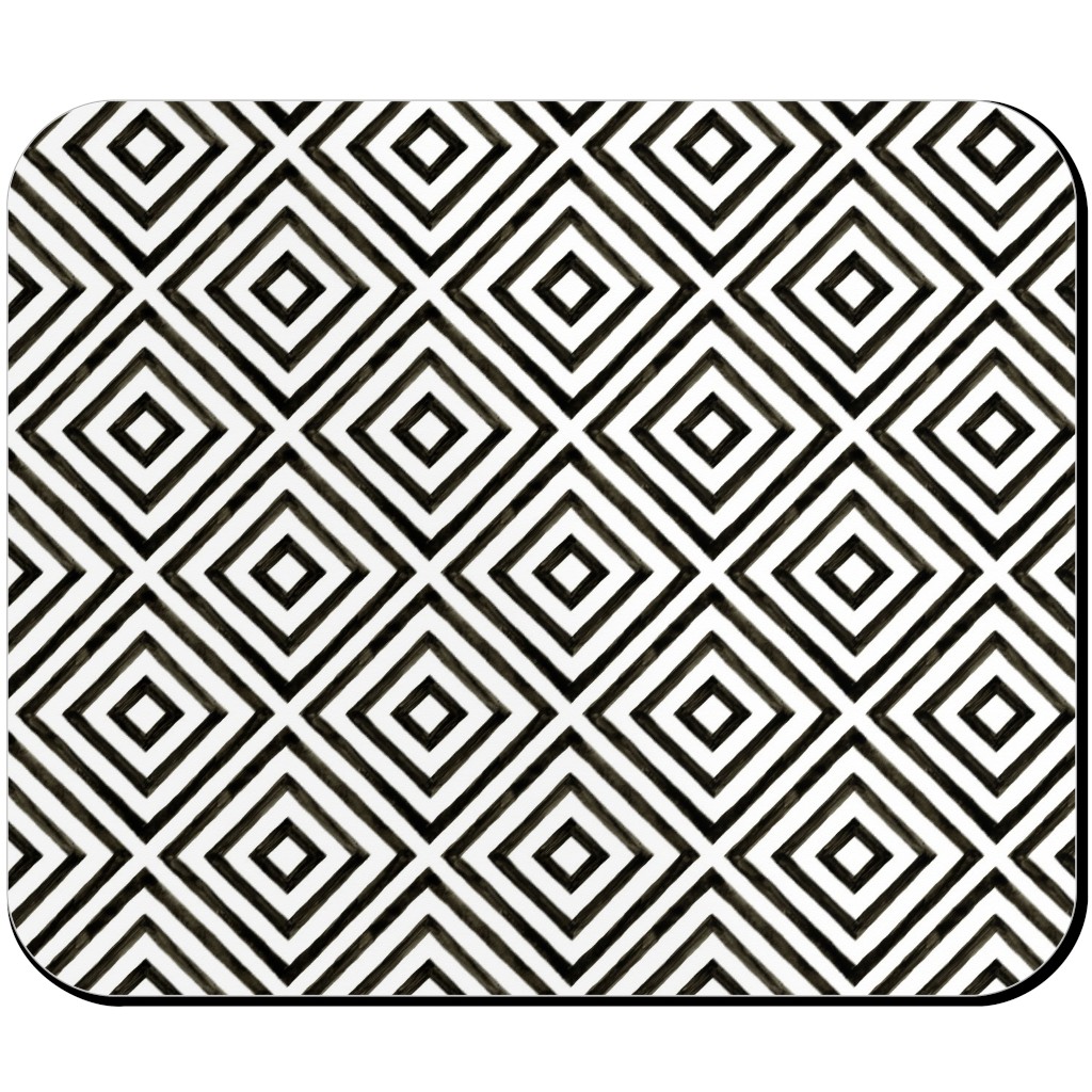 Diamond Pattern - Black and White Mouse Pad, Rectangle Ornament, Black