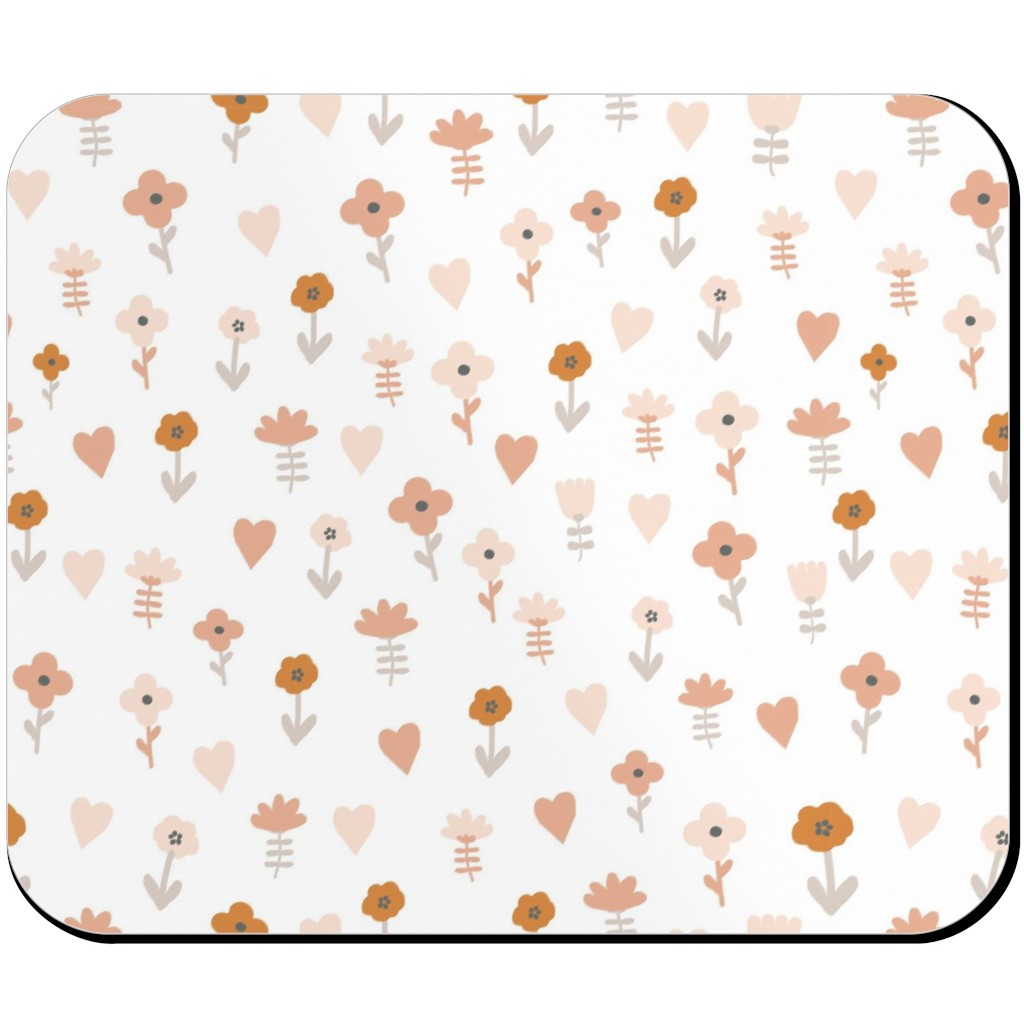 Wild Flowers - Boho - Neutral on White Mouse Pad, Rectangle Ornament, Pink
