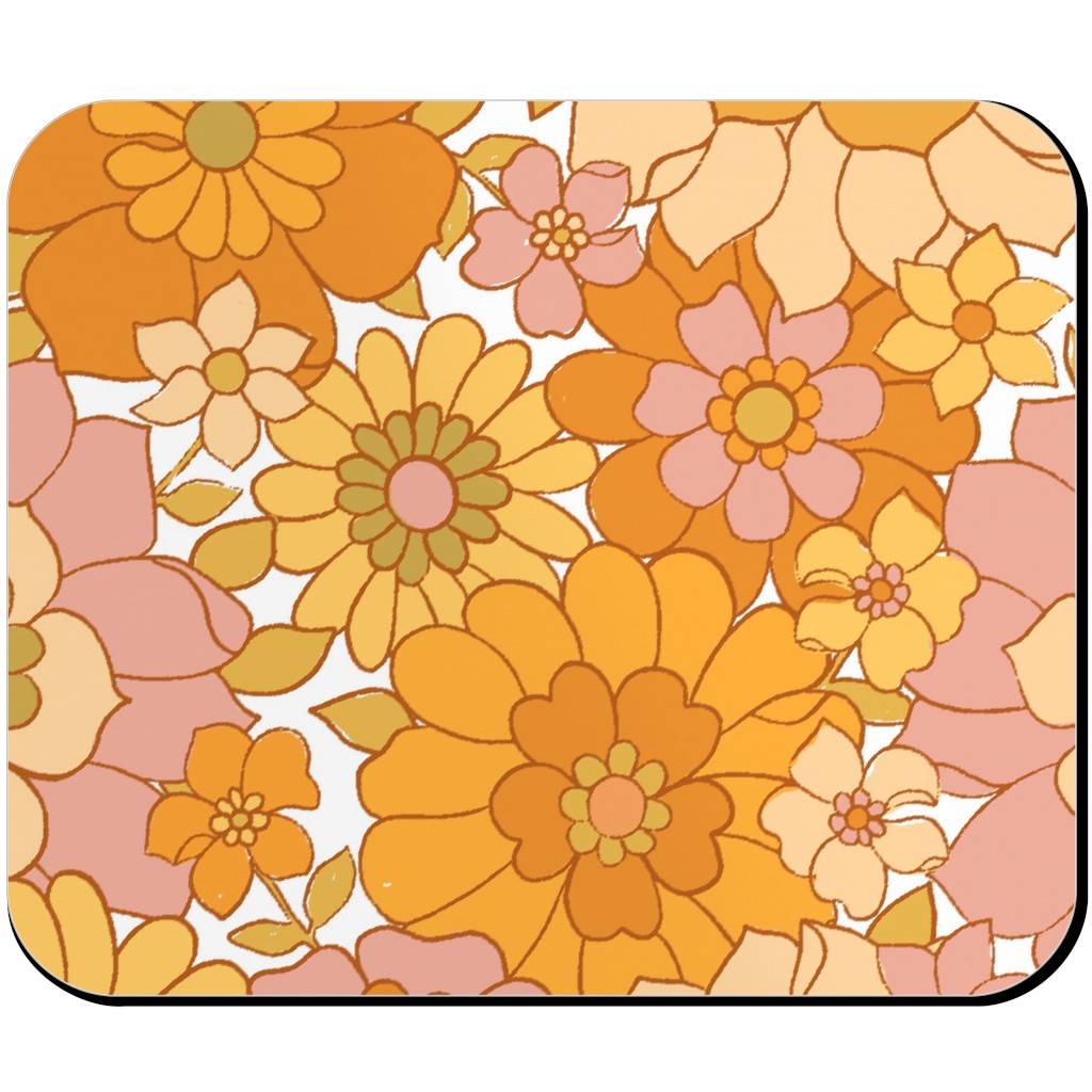 Avery Retro Floral Mouse Pad, Rectangle, Orange, Marigold