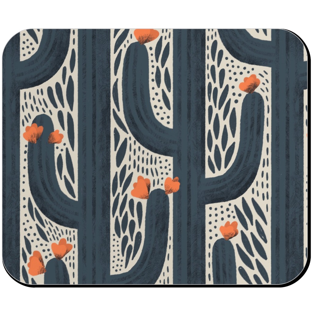 Wyatt - Cactus - Navy Mouse Pad, Rectangle, Blue, True Blue
