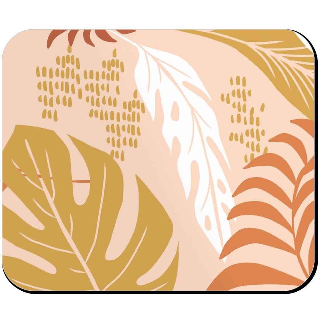 Paradiso - Tropical Palm Fronds - Golden Blush Mouse Pad, Rectangle Ornament, Pink